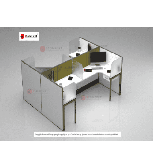 Scomfort SC-WRT11 4-Seater Workstation with 35mm Soft & Glass